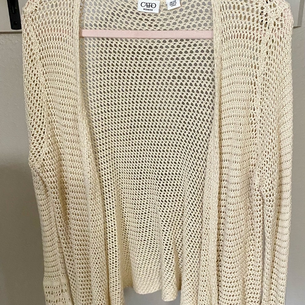 Cato Beige Open Knit Cardigan